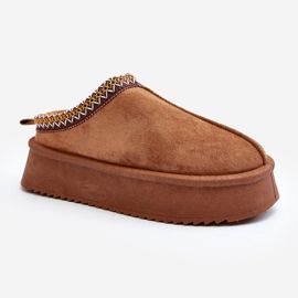 Chaussons à semelle épaisse en éco-daim Camel Sylva brun 3