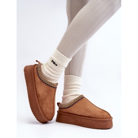 Chaussons à semelle épaisse en éco-daim Camel Sylva brun 5