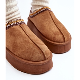 Chaussons à semelle épaisse en éco-daim Camel Sylva brun 10