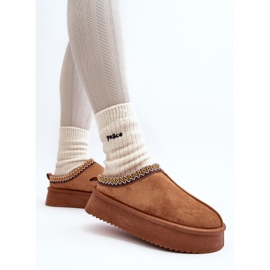 Chaussons à semelle épaisse en éco-daim Camel Sylva brun 7