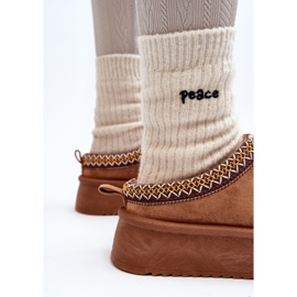 Chaussons à semelle épaisse en éco-daim Camel Sylva brun 9