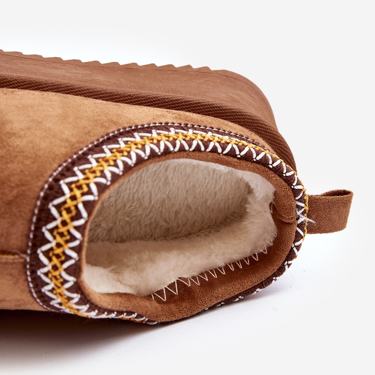 Chaussons à semelle épaisse en éco-daim Camel Sylva brun 1