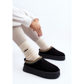 Chaussons à semelle épaisse en éco-daim, Noir Sylva le noir 5
