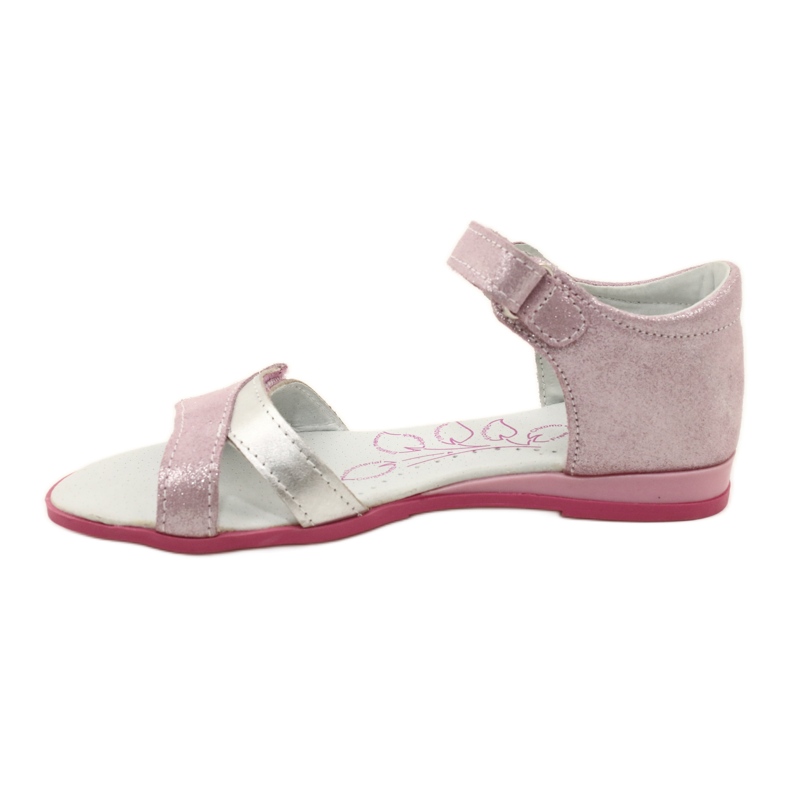 Sandales en cuir pour fille avec velcro RenBut 4333 rose/argent 2 Sandales en cuir pour fille avec velcro RenBut 4333 rose/argent 2