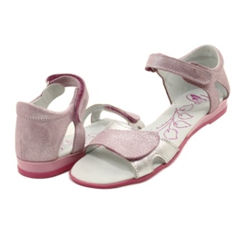 Sandales en cuir pour fille avec fermeture scratch RenBut 4333 rose/argent 4
