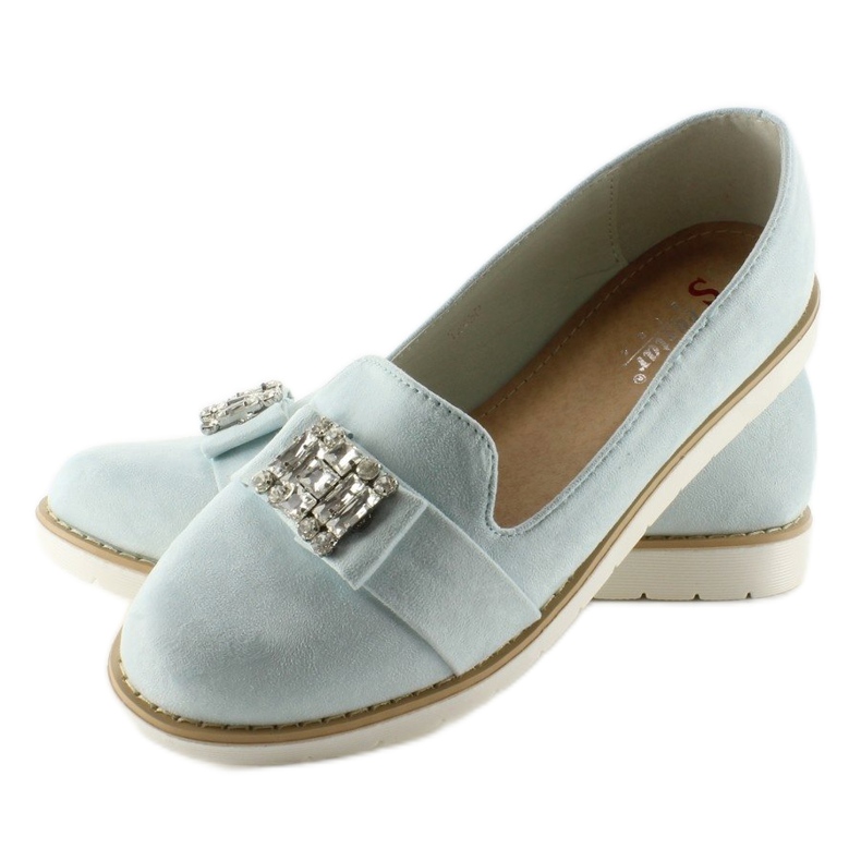 Mocassins en daim pastel T245 Bleu 2