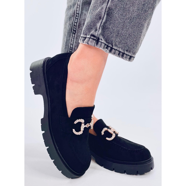 Karins Mocassins en daim noir avec boucle 2