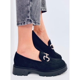 Karins Mocassins en daim noir avec boucle le noir 3