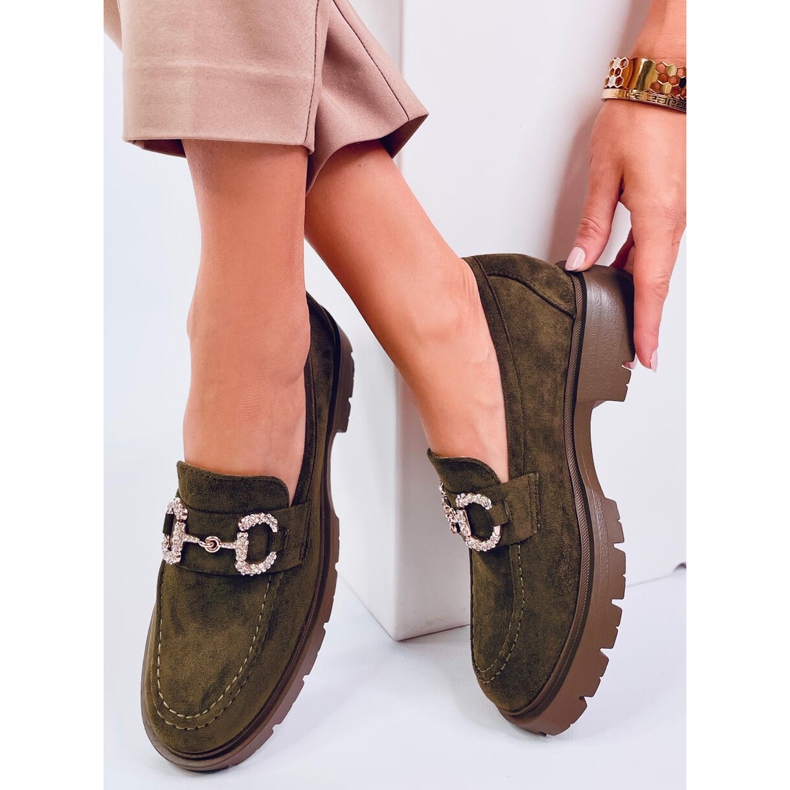 Karins Mocassins en daim vert avec boucle 1