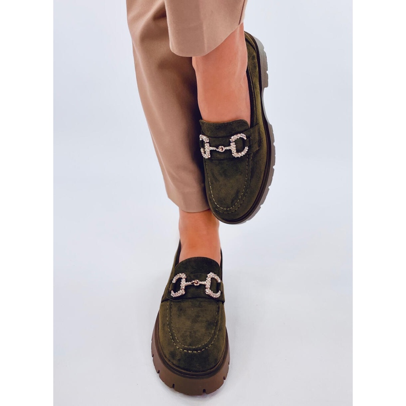 Karins Mocassins en daim vert avec boucle 2