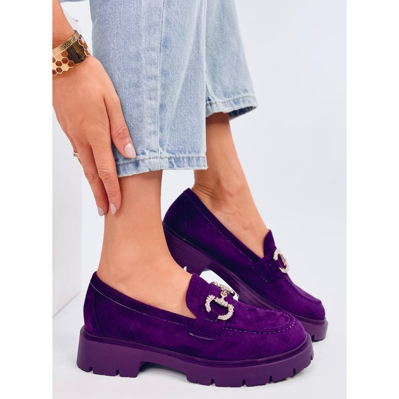 Karins Mocassins en daim violet avec boucle 1
