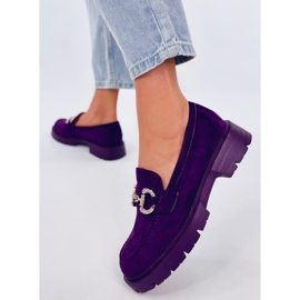 Karins Mocassins en daim violet avec boucle 4