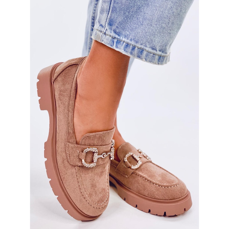 Karins Mocassins à boucles en daim kaki beige 2