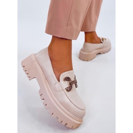 Mocassins plateforme pleine fleur Buess Beige 1