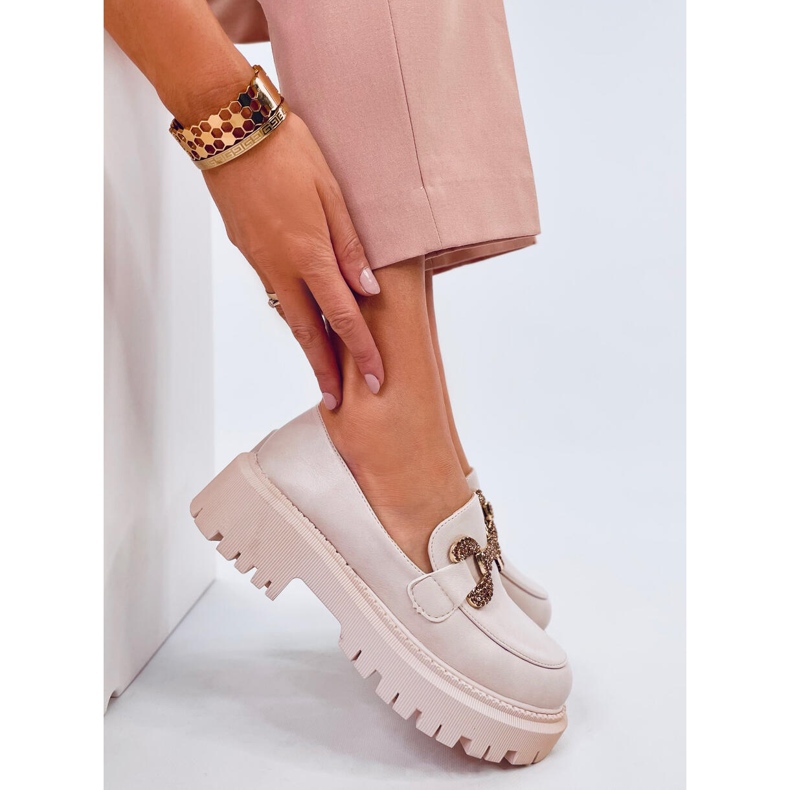 Mocassins plateforme pleine fleur Buess Beige 2