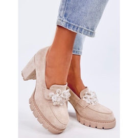 Mocassins Nadine Bottines à talons beiges 1