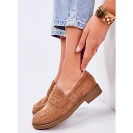 Mocassins femme Antye Camel en daim brun 1