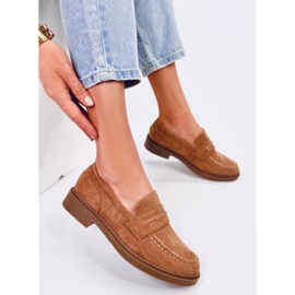 Mocassins femme Antye Camel en daim brun 2