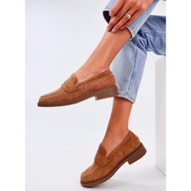 Mocassins femme Antye Camel en daim brun 3