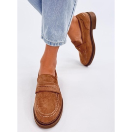 Mocassins femme Antye Camel en daim brun 4