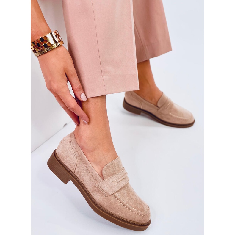 Mocassins femme en daim Antye Kaki beige 1