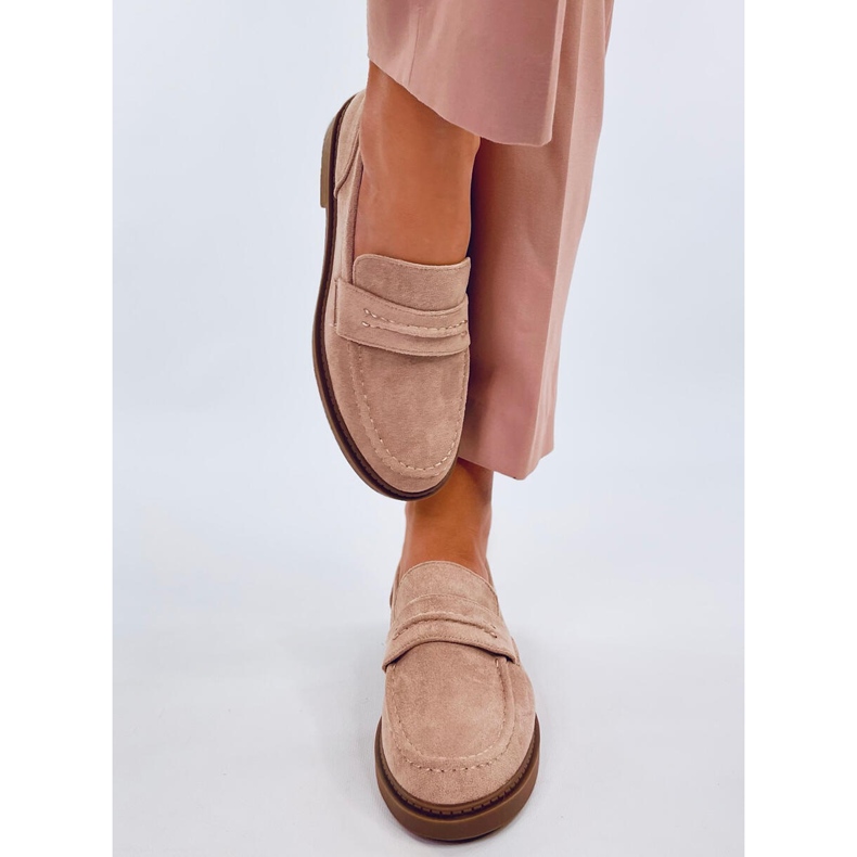 Mocassins femme en daim Antye Kaki beige 2