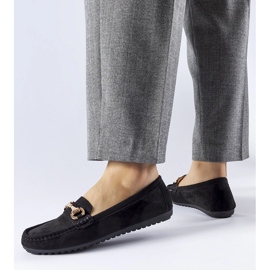 Mocassins noirs ornés d'une boucle Fernanda le noir 1