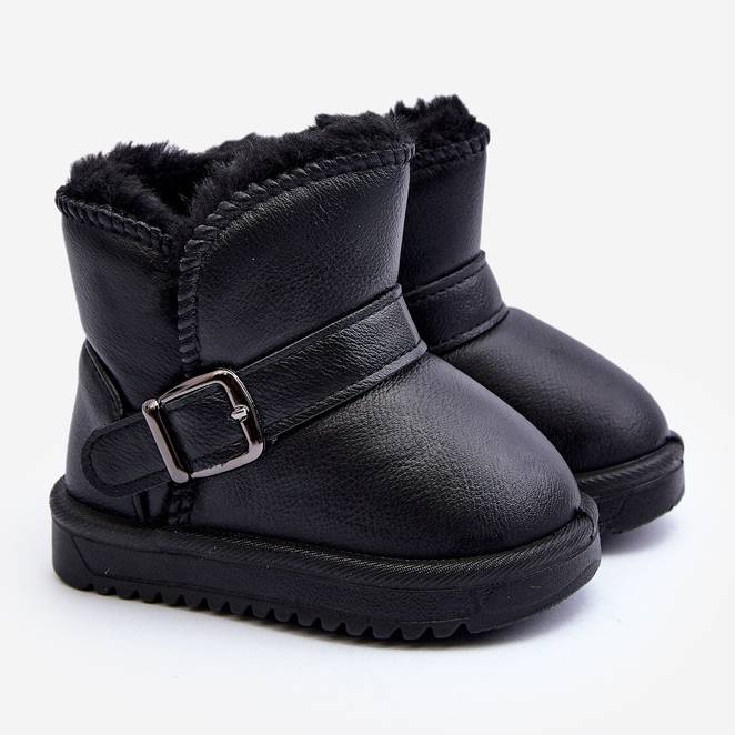 Bottes de neige en cuir écologique pour enfants avec sangle, noir Orinor 2