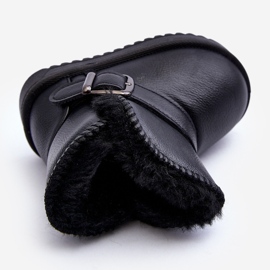 Bottes de neige en cuir écologique pour enfants avec sangle, noir Orinor 1