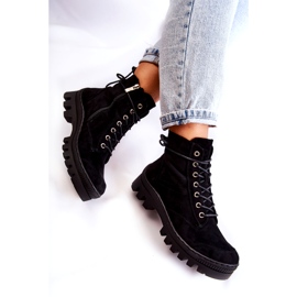 S.Barski Bottines Trapper En Daim Avec Coutures Noires 4