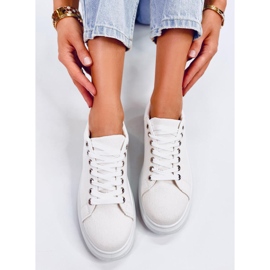 Hein Baskets compensées en toile écru beige blanche 3