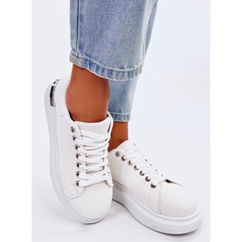 Hein Baskets compensées en toile écru beige blanche 4
