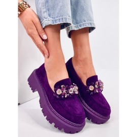 Heidi Mocassins violets à cristaux 1