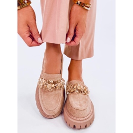 Mocassins Heidi kaki avec cristaux beige 1 Mocassins Heidi kaki avec cristaux beige 1