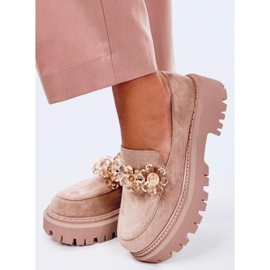 Mocassins Heidi kaki avec cristaux beige 2 Mocassins Heidi kaki avec cristaux beige 2