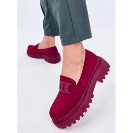 Mocassins plateforme Leena Bordeux avec boucle rouge 1 Mocassins plateforme Leena Bordeux avec boucle rouge 1
