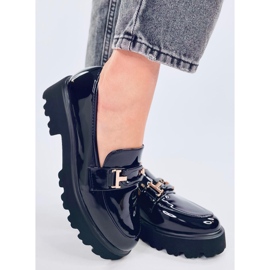 Manff Mocassins en cuir verni noir le noir 1