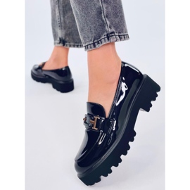 Manff Mocassins en cuir verni noir le noir 2