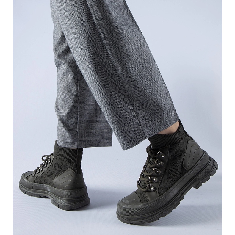 Baskets montantes vertes en tissu par Casalma 1