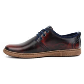 Kampol Chaussures casual en cuir pour hommes 22KAM, bordeaux rouge 1