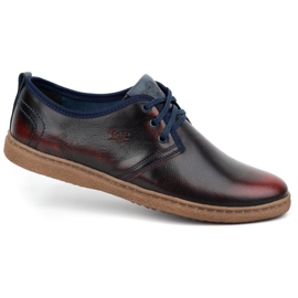 Kampol Chaussures casual en cuir pour hommes 22KAM, bordeaux rouge 2