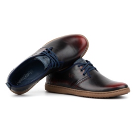 Kampol Chaussures casual en cuir pour hommes 22KAM, bordeaux rouge 5