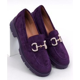 Karins Mocassins en daim violet avec boucle 5