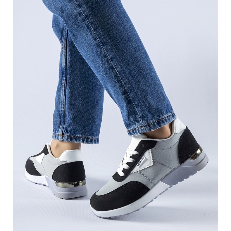 Baskets en tissu gris et noir par Geraldino 1