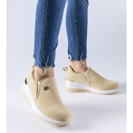 Baskets slip-on compensées Vitale beiges 1