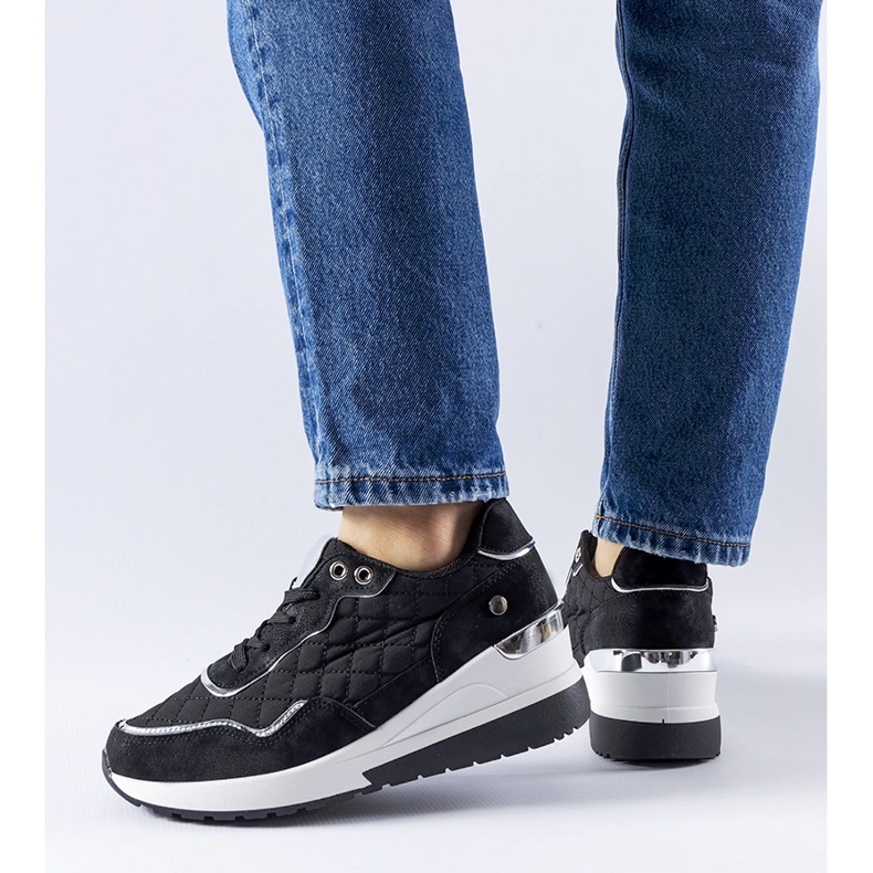 Baskets compensées Pisignano noires 1