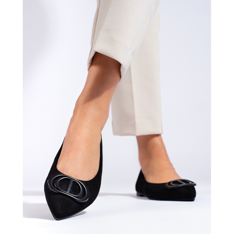 Seastar Ballerines en daim avec ornement le noir 2