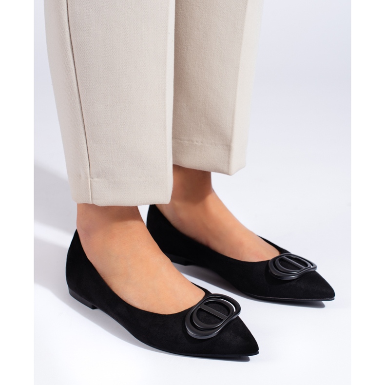 Seastar Ballerines en daim avec ornement noir 1