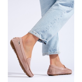 Mocassins femme ajourés Shelovet élastique rose clair 1 Mocassins femme ajourés Shelovet élastique rose clair 1