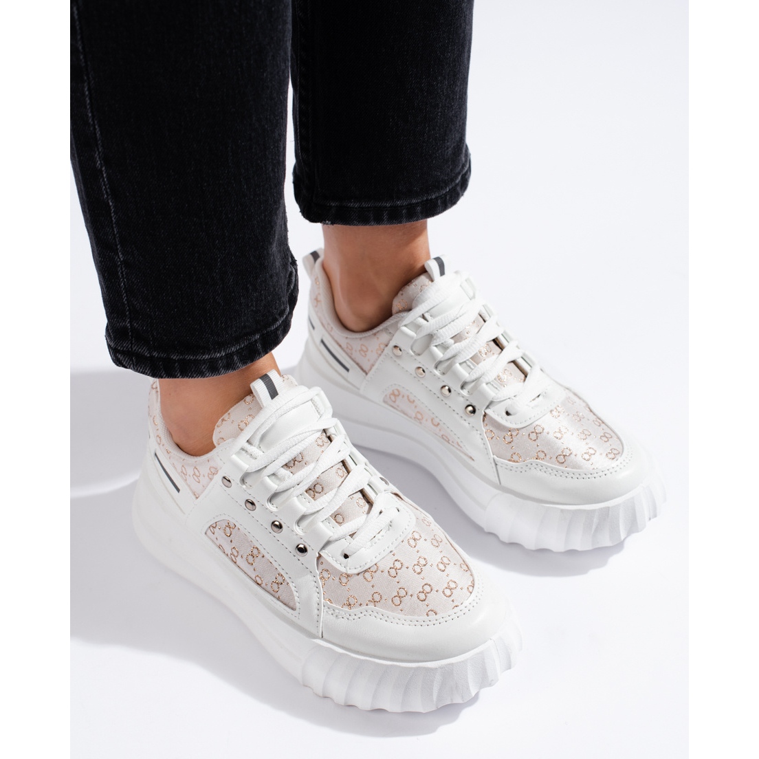 Chaussures de sport pour femme blanches semelle paisse KeeShoes